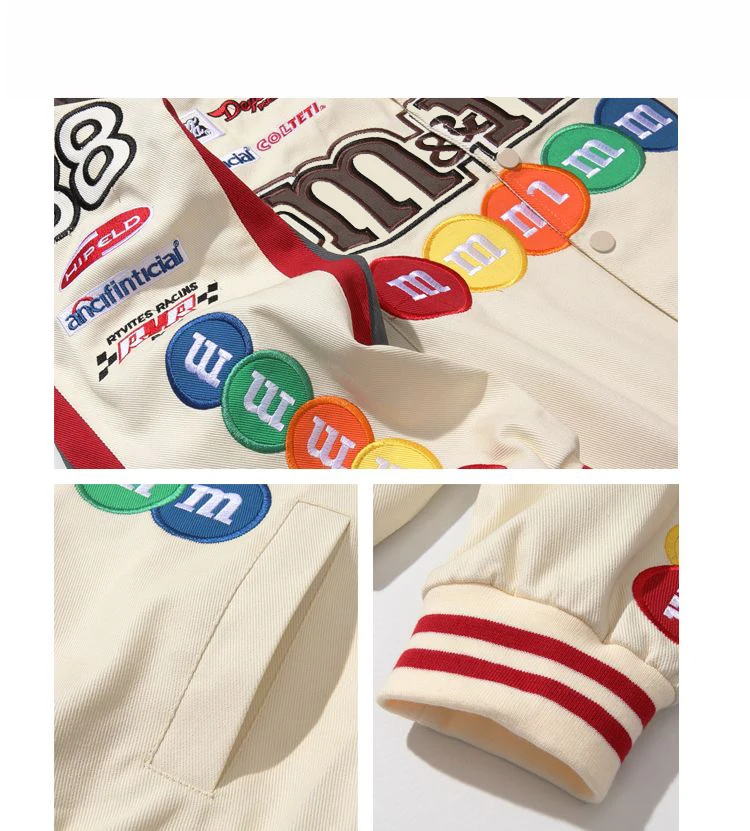 Unisex M&M Embroidered Bomber Jacket - true deals club