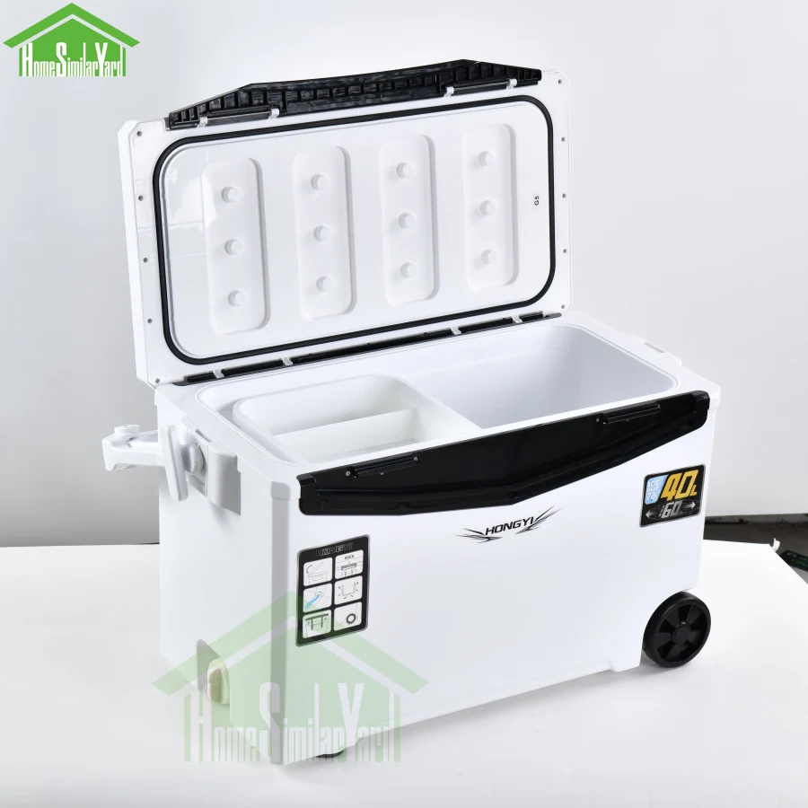 40-48L Camping Cooler Box Picnic Fishing Large Capacity Portable Keep Cold Trolley Box 10-72H Insulation Food Storage