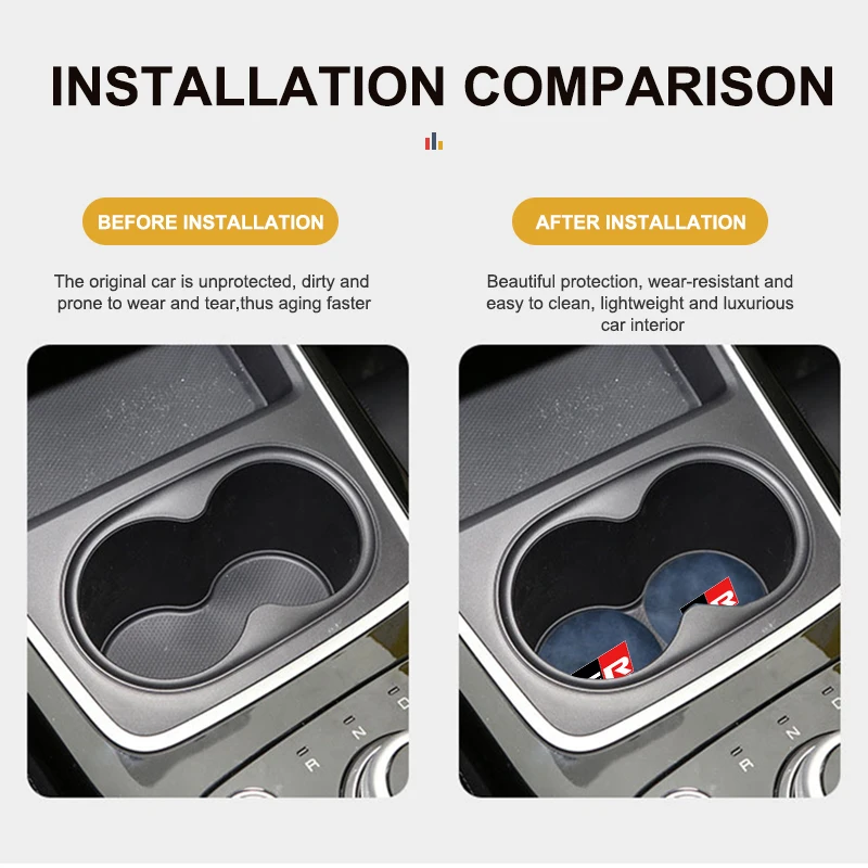 2Pcs Car Water Cup Mat Coaster Non-Slip Pad Auto Accessories cup holder coasters,car coaster pads For Toyota GR Sport Gazoo Racing Yaris 86 Corolla Hilux Supra