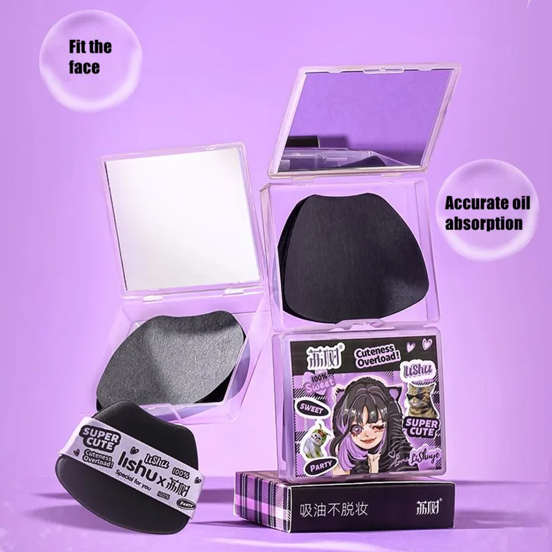 Lishu 100 Sheets Oil Clear Blotting Paper With Powder Puff Oil Control And Makeup Setting Oil Absorbing Wipes Cosmetic Tool