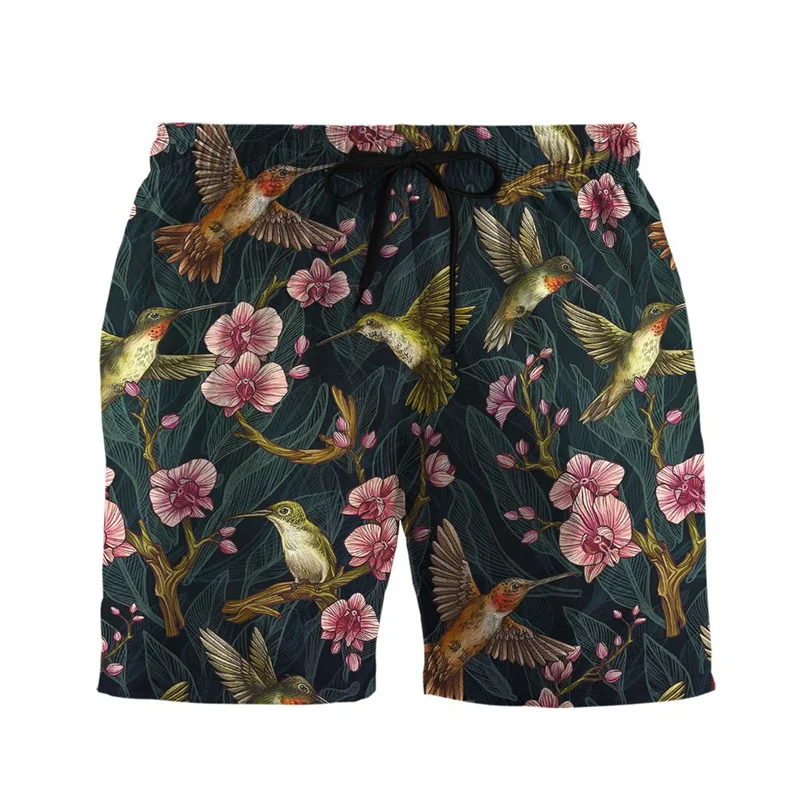 

Retro Animal Hummingbird 3d Print Hawaiian Beach Shorts Men Swim Trunks Summer Sports Gym Street Short Pants Vacation Beachwear