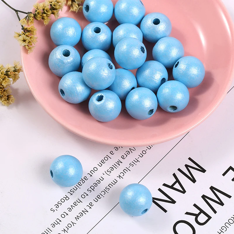 도매 1000G INS 크리 에이 티브 6mm-25mm 다채로운 직조 공예 세련된 라운드 나무 비즈 진주 쥬얼리 DIY 팔찌 액세서리 만들기