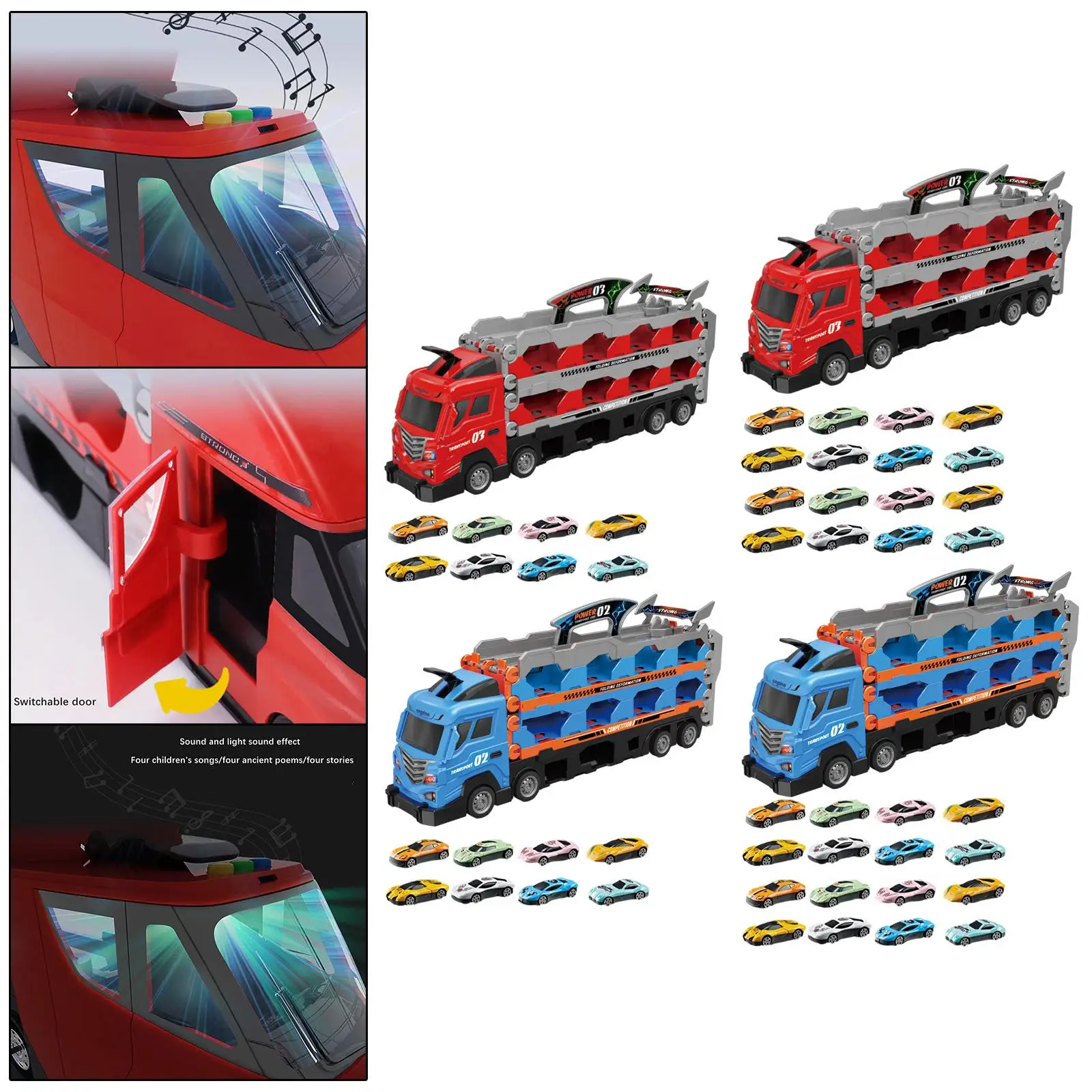Hauler Transporter 트럭 장난감 세트, 접이식 조기 교육 장난감 트럭, 1, 2, 3 세 어린이 생일 선물
