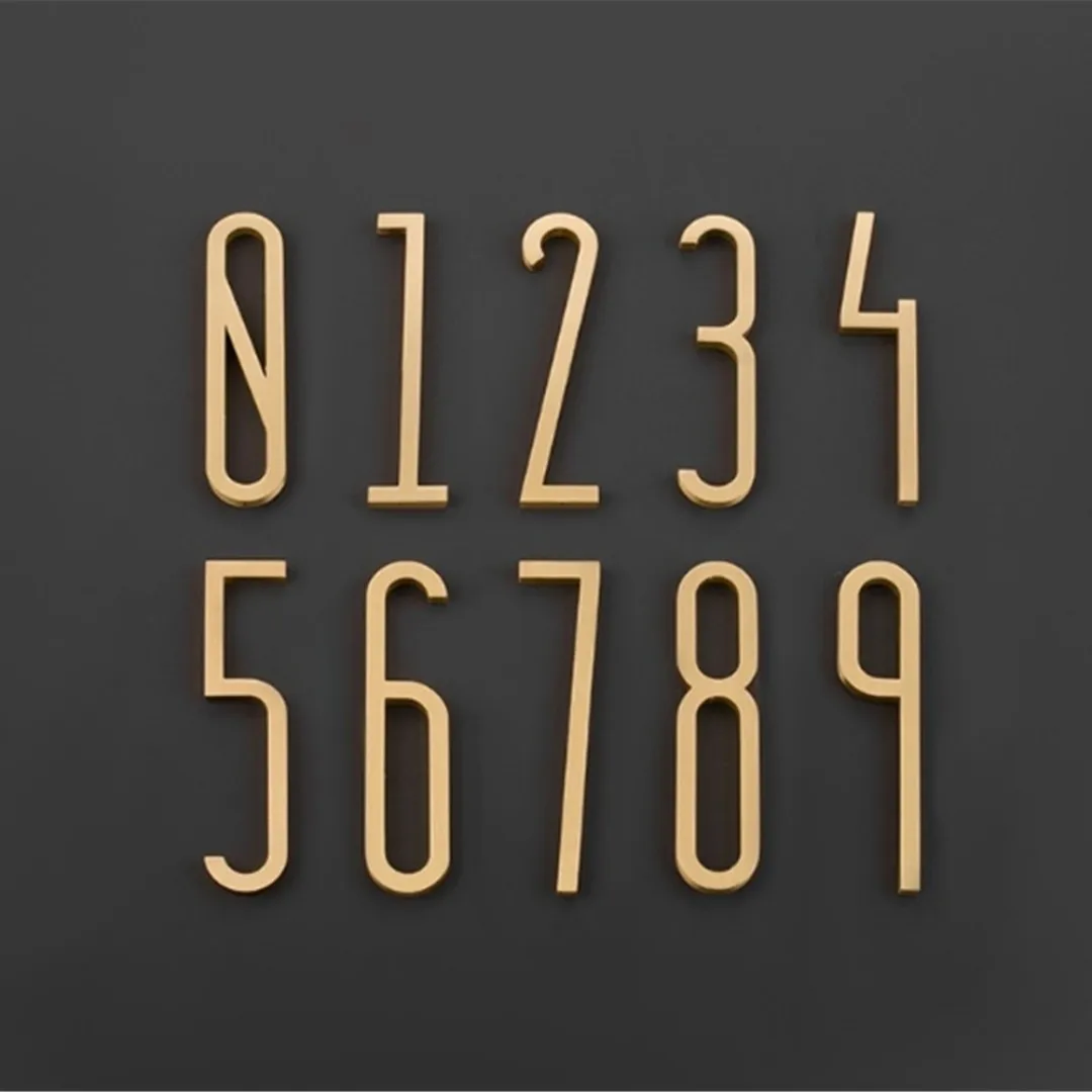 Solid Brass Self-Adhesive Gold Decorative English Letters Home Decoration Copper Letter House Number DIY Shop Name