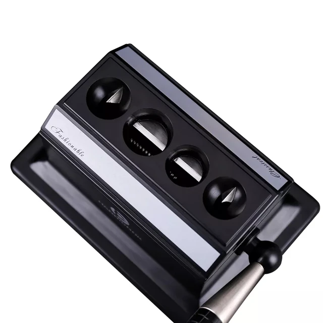 Cigar Scissors Black Gold V-shaped Cigar Cutter Stainless Steel Desktop Four-hole Cigar Cutter V-shaped Cigar Cutter Smoking Set - Image 4
