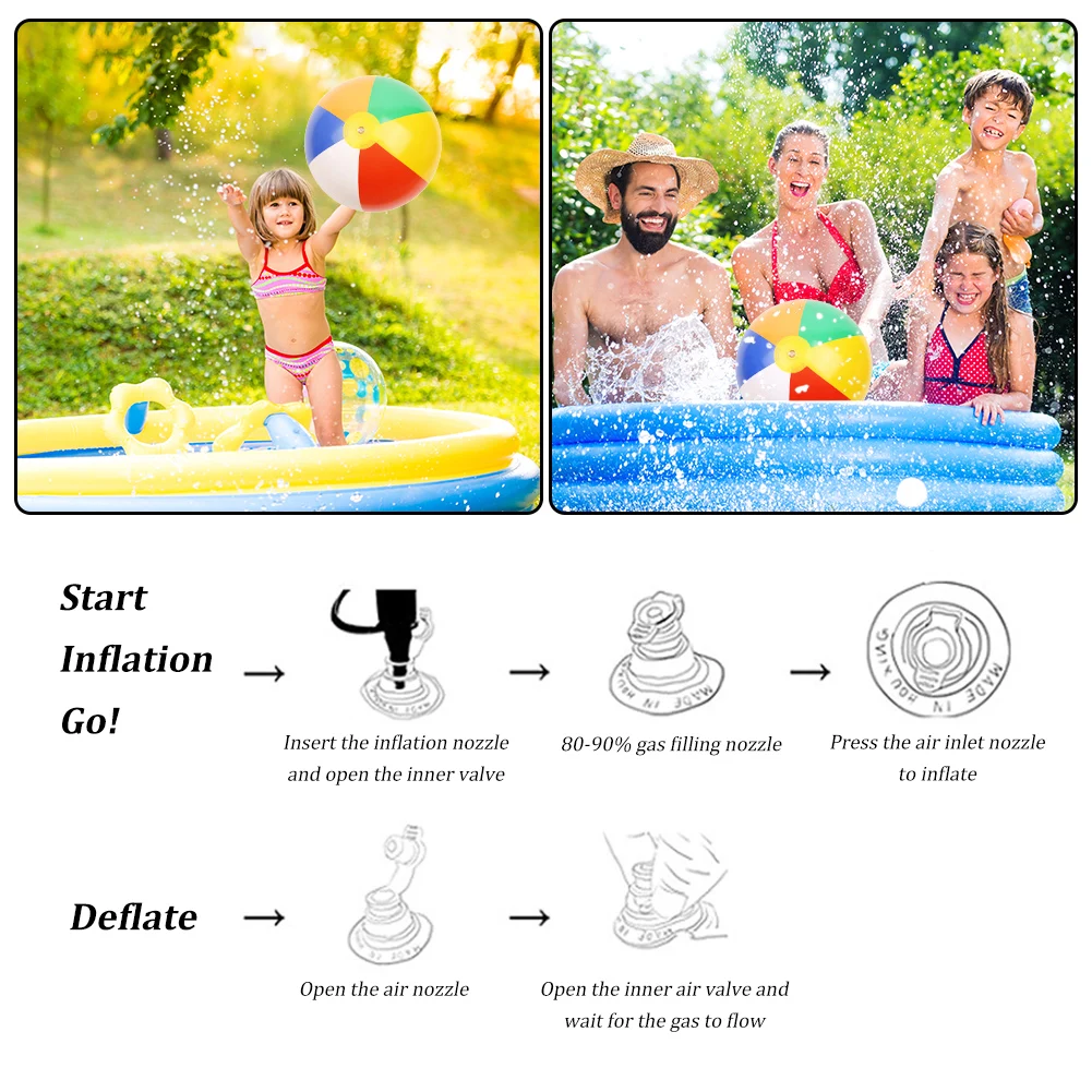 Inflatable Beach Ball Swimming Pool Play Balloon Rainbow Color Summer Water Toy Birthday Pool Party Favor for Age 3+ Boys Girls