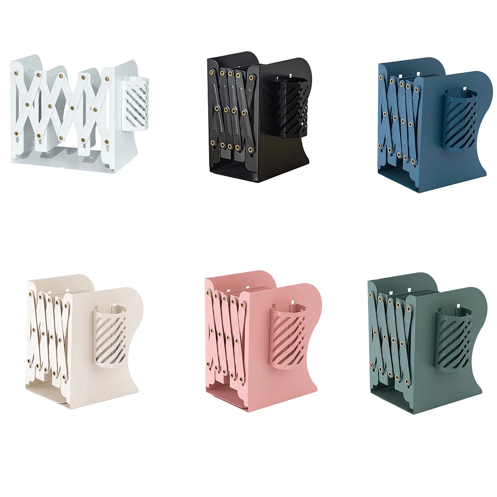 Bookend Solid Color Adjustable 3 Compartment Office Book End Storage Shelf