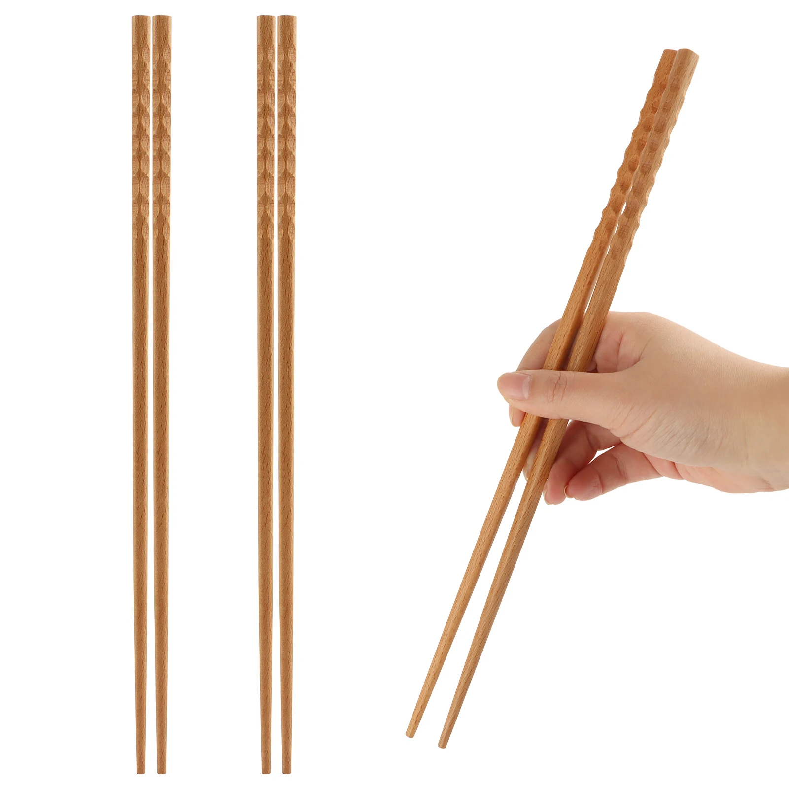 

2pairs/4pairs Non Slip Food Sticks Noodles Fried Hot Pot Wooden Cooking Chopsticks Durable Anti Scald Super Long Utensil Home