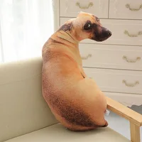 3D Cute Bend Dog Pillow 50CM Throw Pillow Lifelike Animal Funny Dog Head Cosplay Children Favorite Toy Cushion Christmas Gift 1