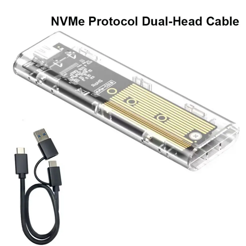 Laptop SSD Mobile Hard Drive Box Transparent M.2 SSD Box NVME PCIe M2 Hard Disk Case NGFF 10Gbps Clear Case Phone