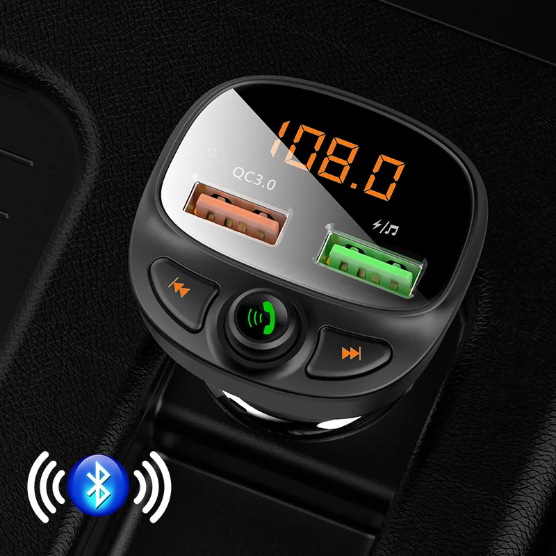 Car FM Transmitter Bluetooth 5.0 Dual USB Charger Wireless Handsfree Car Kit FM