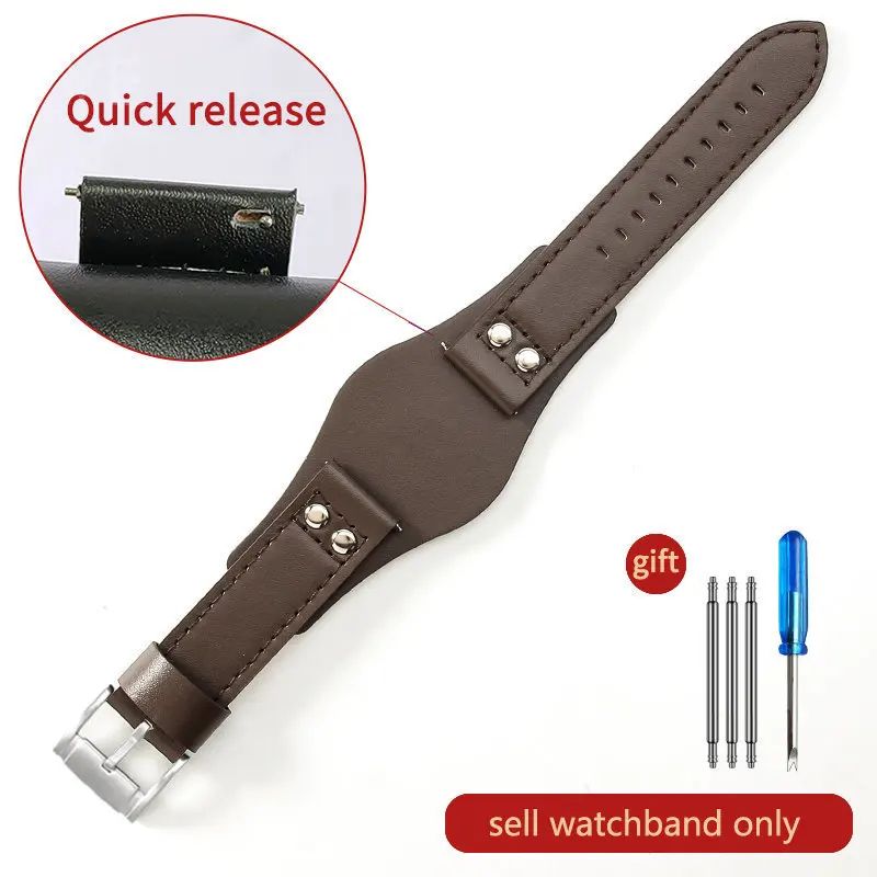 Breathable Skin Friendly Genuine Cowhide Leather Watchband – Waterproof 22mm Strap