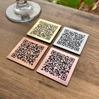 Self Adhesive Metallic QR Code Plaques Custom Engraved Signs for Tables, Durable Restaurant Café Product Labels, Waterproof Tags