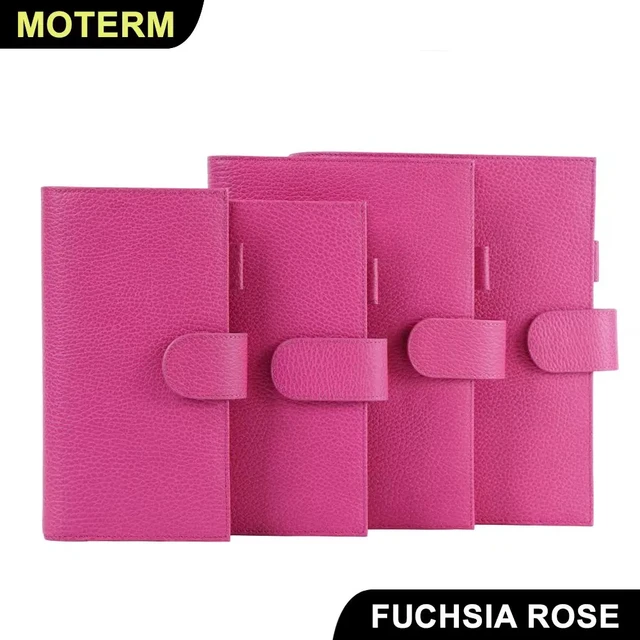 Moterm A5 Luxe Rings Planner - Genuine Leather Binder Organizer (30mm Ring,  Firm Pebbled-Fuchsia Rose)