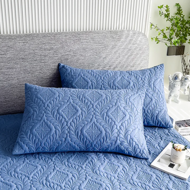 

2pc Waterproof Quilted Pillowcase Solid Color Pillow Cover Case 48x74cm Pillowsham