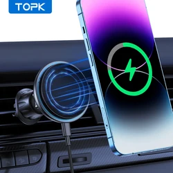 15W Fast Wireless Magnetic Car Phone Charger Mount (Black)