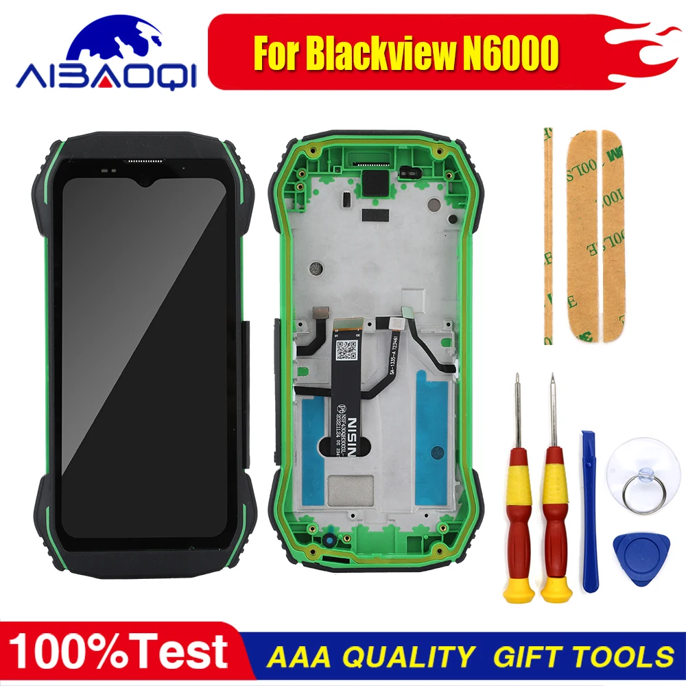 XUNQIYI 블랙뷰 N6000 LCD 디스플레이용 새 오리지널 터치 스크린 프레임 포함 완벽한 교체 부품 무료 도구