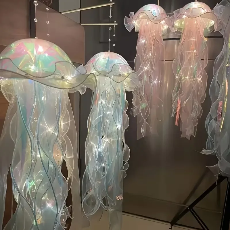 바다 테마 RGB 해파리 램프 색상 변화 야간 조명 마법 같은 천장 장식 침실 거실 조명