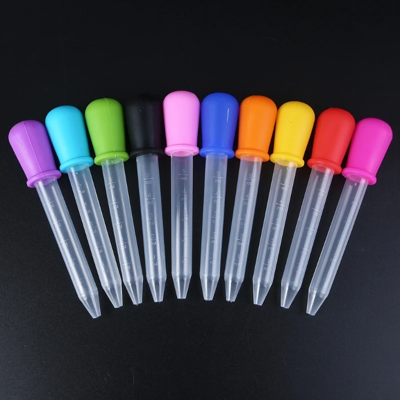 Hsxfl Liquid Droppers 10 PcS, Silicone and Plastic Pipettes with Bulb Tip-5  ML Eye Dropper for candy Molds gelatin Maker & gummy