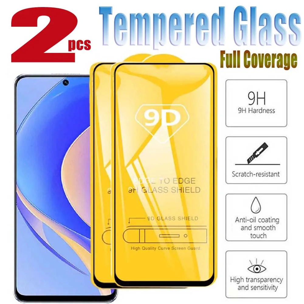 

2pcs 9D Tempered Glass for Huawei Nova 10 SE 10Z Y90 9 SE Y70 Plus Glass Full Screen Protector Anti Broken Clear HD Hard Film