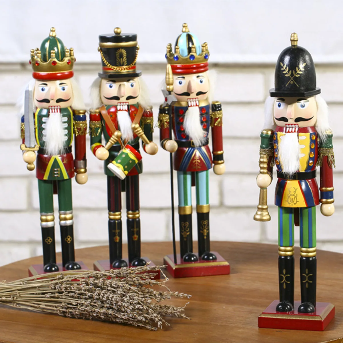 1Pc 11.81Inch Nutcracker Characteristic Ornaments, Puppet Soldier Creative Ornaments, Drums, Swords, Spears, Various Styles, Suitable for Restaurants, Study, Living Rooms and Other Desktop Ornaments