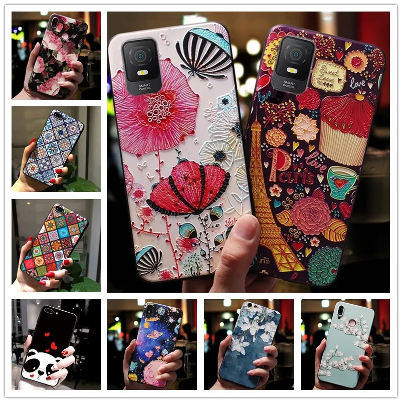 Per Tcl 403 40R 5G 405 408 Custodia 3D Flower Rose Relief Verniciato Silicone Nero Funda Per Tcl 40 Se 205 Custodia Per Telefono Cartoon