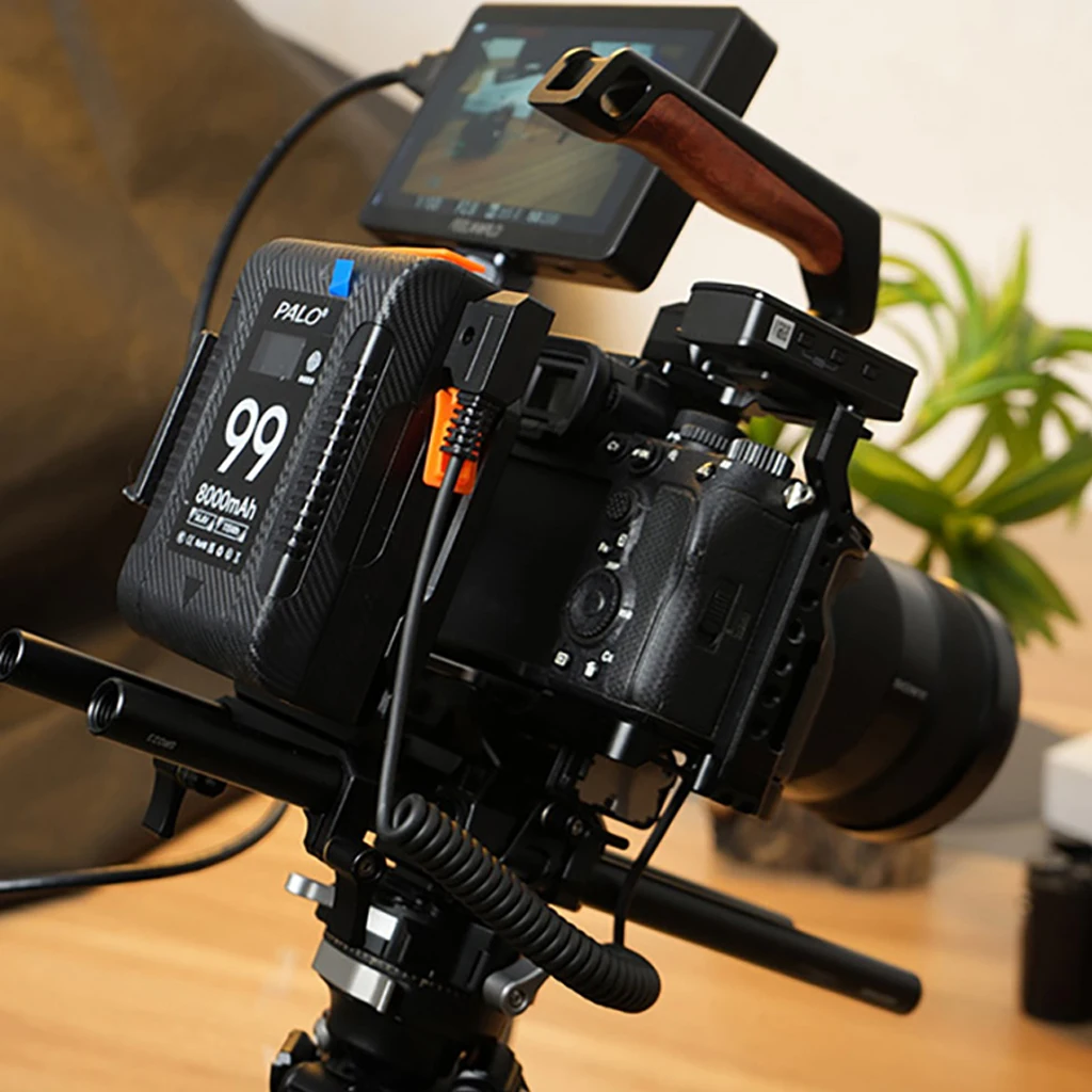 DSLR-Kamera-Akku-V-Mount-Platte mit Dual-15-mm-Stangenklemme, V-Lock-Akku-Halterungsplatte, Käfig, Follow-Focus-System, Halterung – Detail 23