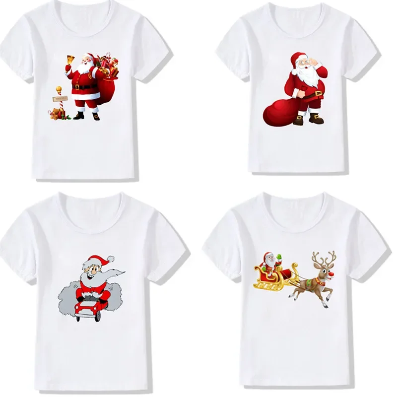 

Santa Pattern Funny Children T shirt Kids Merry Christmas Cartoon Clothes Baby Boys Girls Summer T-shirt tops