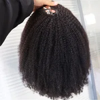 Noir naturel # 1B Jet Black # Perruque V U Part en cheveux humains 100% vierges Remy brésiliens, bouclés afro crépus 4C, pour femmes noires 6