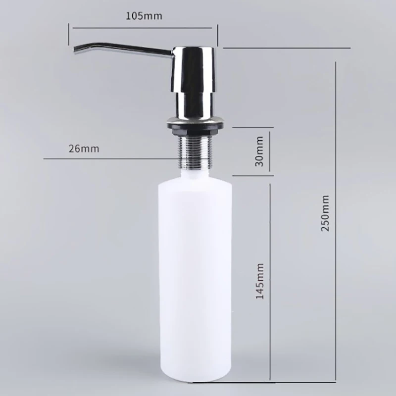 Kitchen Sink Soap Dispenser 300ml Detergent Liquid Lotion Dispensers Hand Press Type Stainless Steel Head