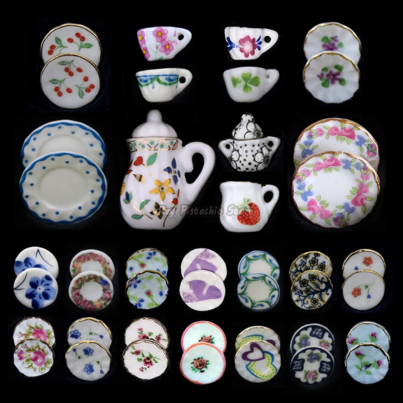 15pcs16112MiniatureFoodPlayCeramicMiniTeaCupSetPrinted