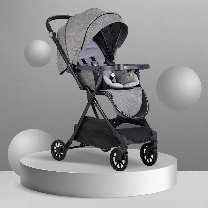 Sitting and reclining stroller 0 to 3 years old Lightweight folding high-view children's baby two-way stroller