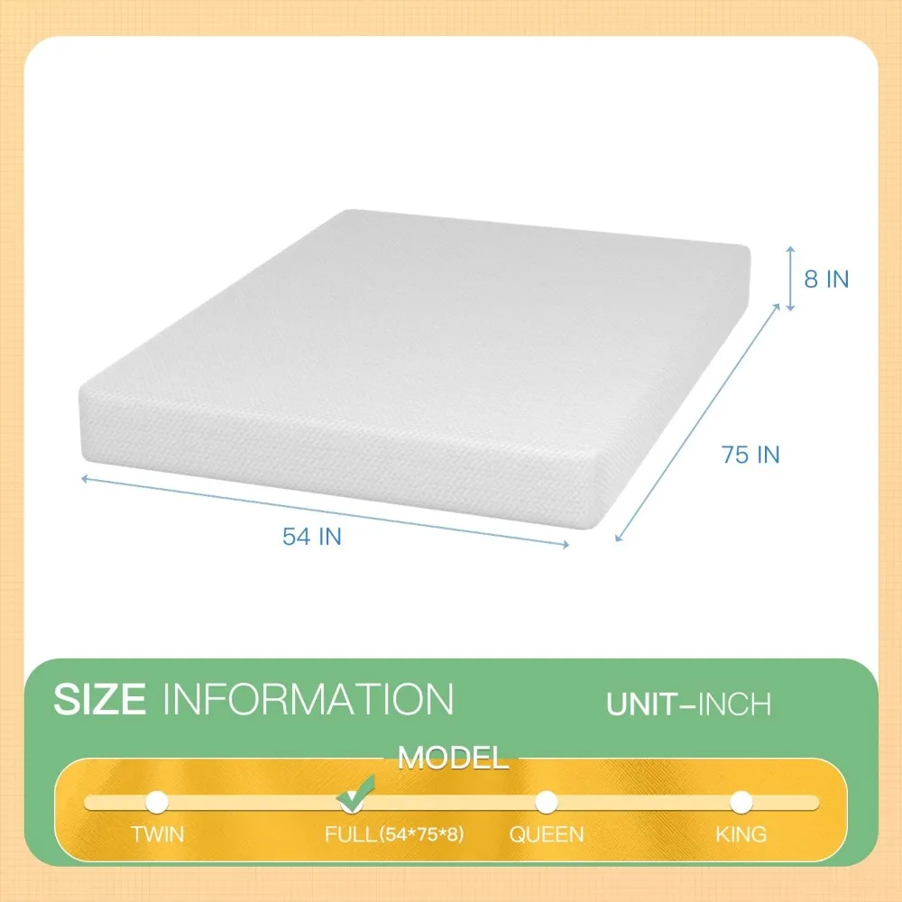 8 inch Memory Foam Mattress Cooling Gel Green Tea Infused Mattress,Fiberglass Free,CertiPUR-US Certified,Cooler Sleep Supportiv 2