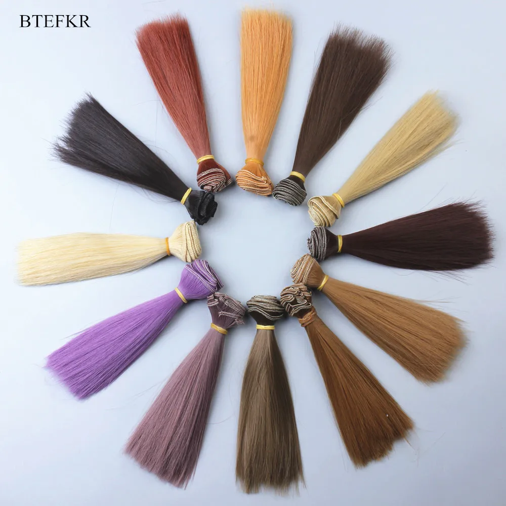 

3 PCS Doll Hair 15*100cm Straight Accessories for Doll Wig 1/3 1/4 BJD DIY Doll Hair High-Ttemperature Wire Hair