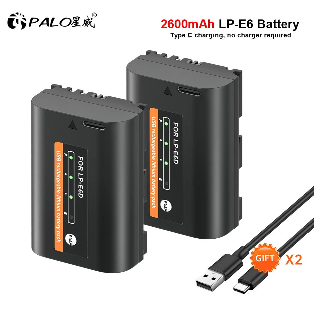Set De 3 Acumulatori LP-E6 2000 MAh, Cu Incarcator Triplu Cu Afisaj LCD, Compatibil Canon EOS 5D Mark Ii Mark Iii Mark Iv 5d Sr 60d 60da 6d 70d 7d X001mgdfsx
