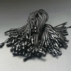 Bulk Pack of 100 Plastic Tag Fasteners with 20CM Polyester Rope (Black)