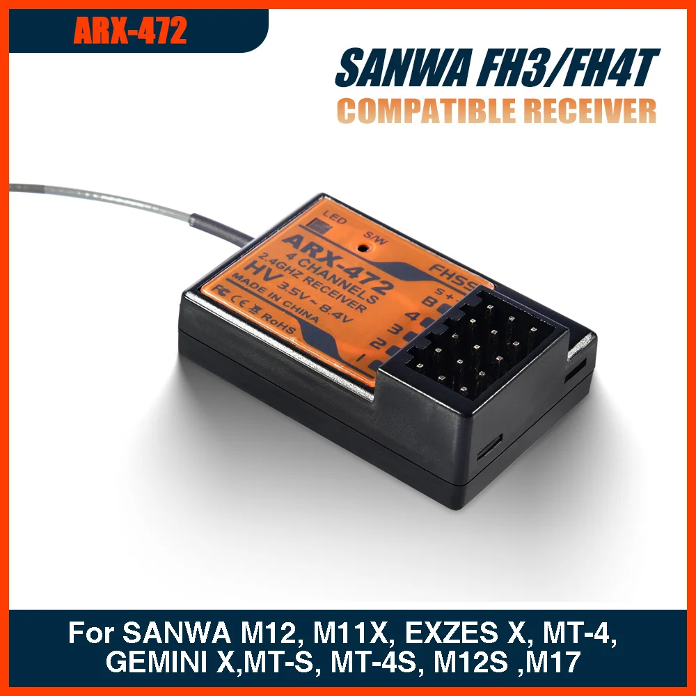 Arx-472 2.4G Ricevitore 4Ch Antenna In Ceramica Compatibile Per Sanwa Fh3/Fh4T M12, M11X, Exzes X, Mt-4,Gemini X,Mt-S, Mt-4S, M12S, M17