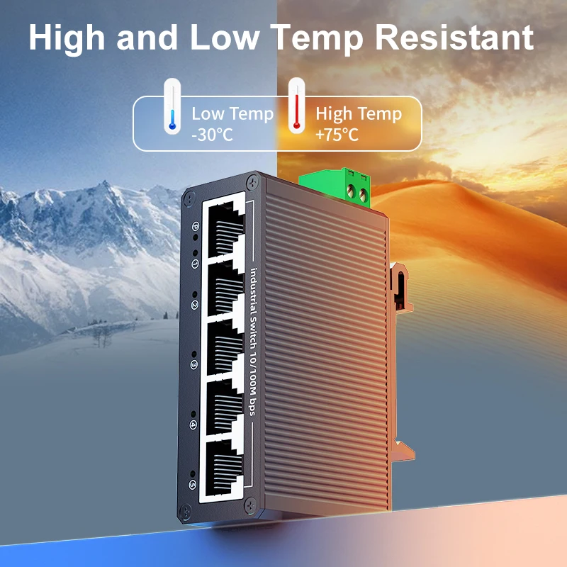 Industrial Ethernet Network Switch GoodTop 5 Port 100Mbps Industrial Switch 10/100M Mini Industry Ethernet Network Switch DIN Rail Mounted Plug and Play