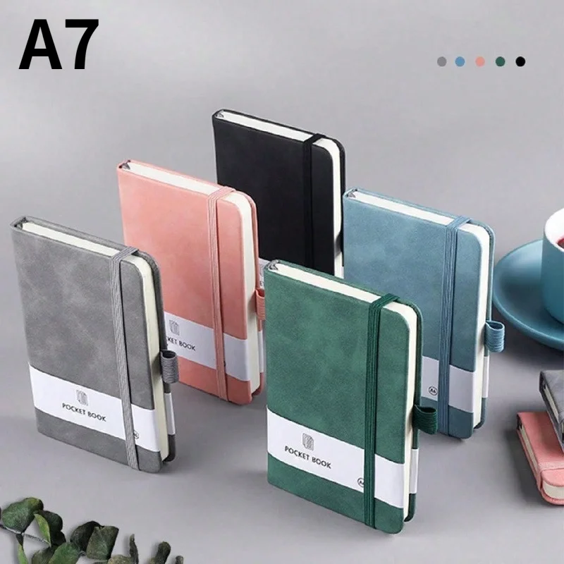 Compact A7 Pocket Notebook Journal with Pen Holder - 200 Pages