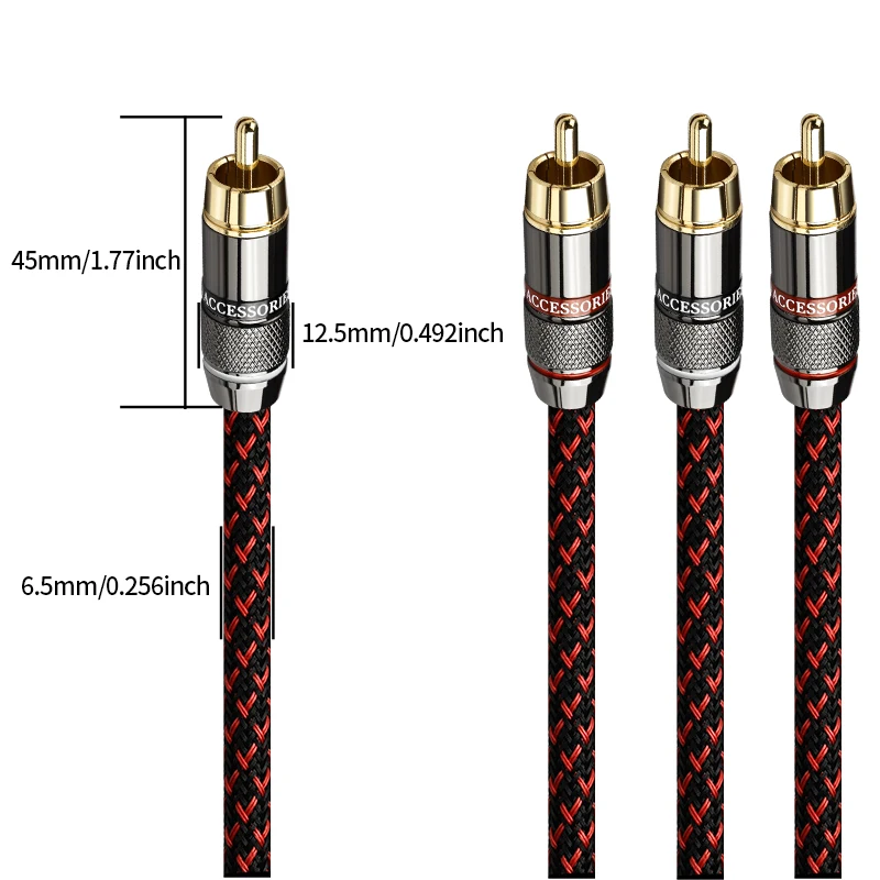 RCA Audio Cable 1 pair 2 RCA to 2 Interconnect Cables HIFI Stereo 4N OFC Male to Male For Amplifier DAC TV car audio