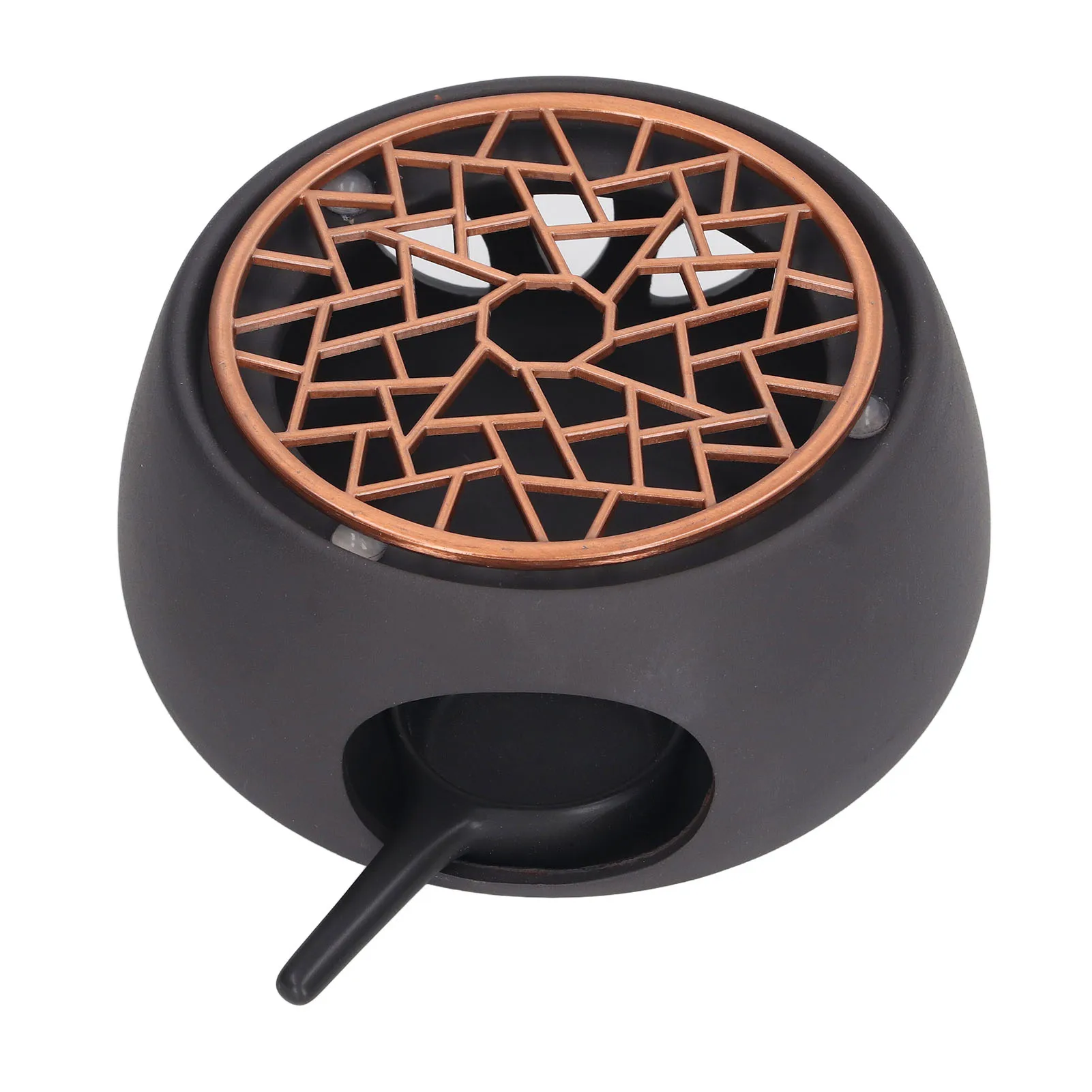 Tea Warmer Teapot Warmer Base Hollow Out Design Ceramic Candle Heater Tea Coffee Milk Light Warmer with Purple Iron Pad for Home Restaurant