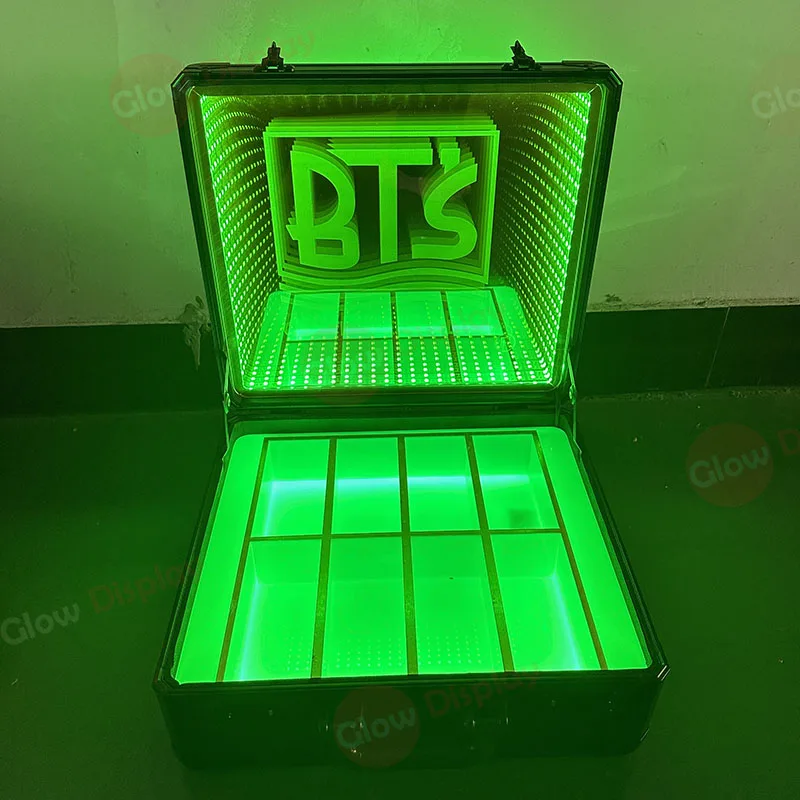 Lockable LED Money Box Lighted Dollar Carrier Locking Display Case Wine Bottles Briefcase Champagne Suitcase Presenter