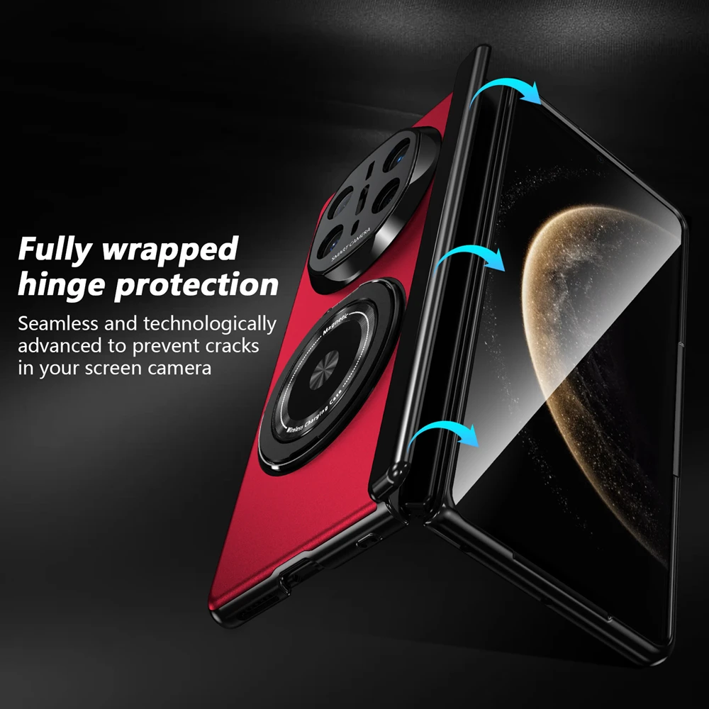 360° Rotating Magnetic Ring Stand Case with Glass Screen Protector