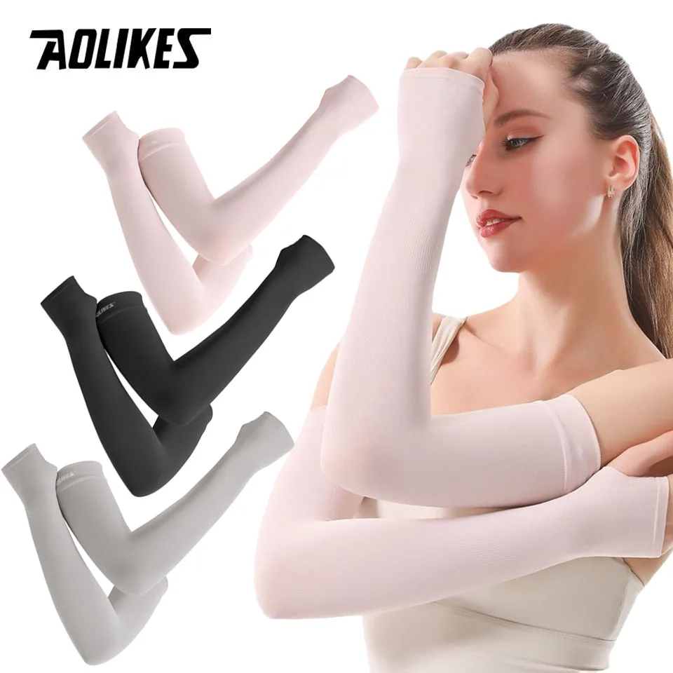 1 Pair Ice Silk Sun Protection Arm Covers Elbow Cover Outdoor Cycling Running Fishing Driving Anti-UV