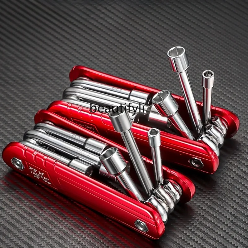 

yj Folding Sleeve Tool Combination Set Aluminium Alloy Handle Hexagon Socket Folding Wrench