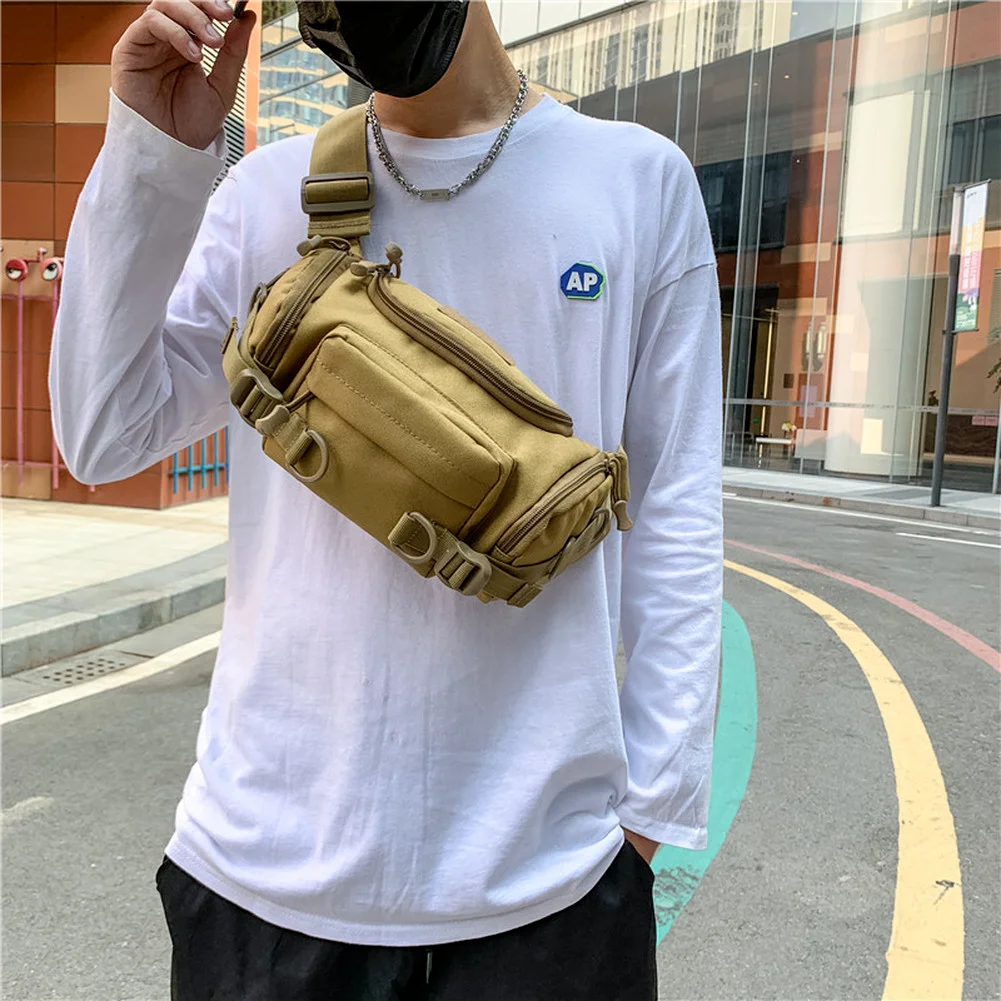 Tactical Chest Bags Waterproof Oxford Men's Belt Fanny Pack Shoulder Messenger Bag Large Capacity Travel City Jogging Bags