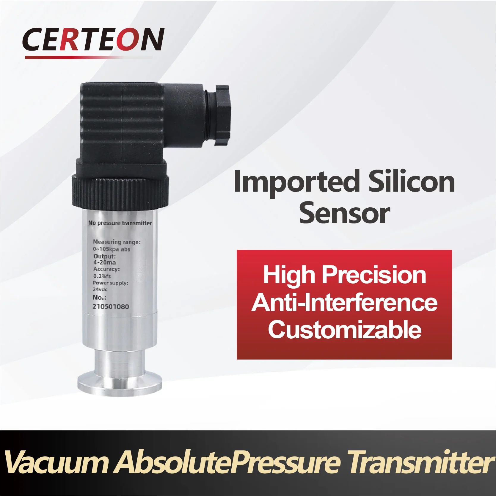 Pressure Sensor Vacuum Pressure Transmitter KF16 4-20mA 0-10V RS485 Absolute Pressure Sensor High Precision Industrial Vacuum Gauge