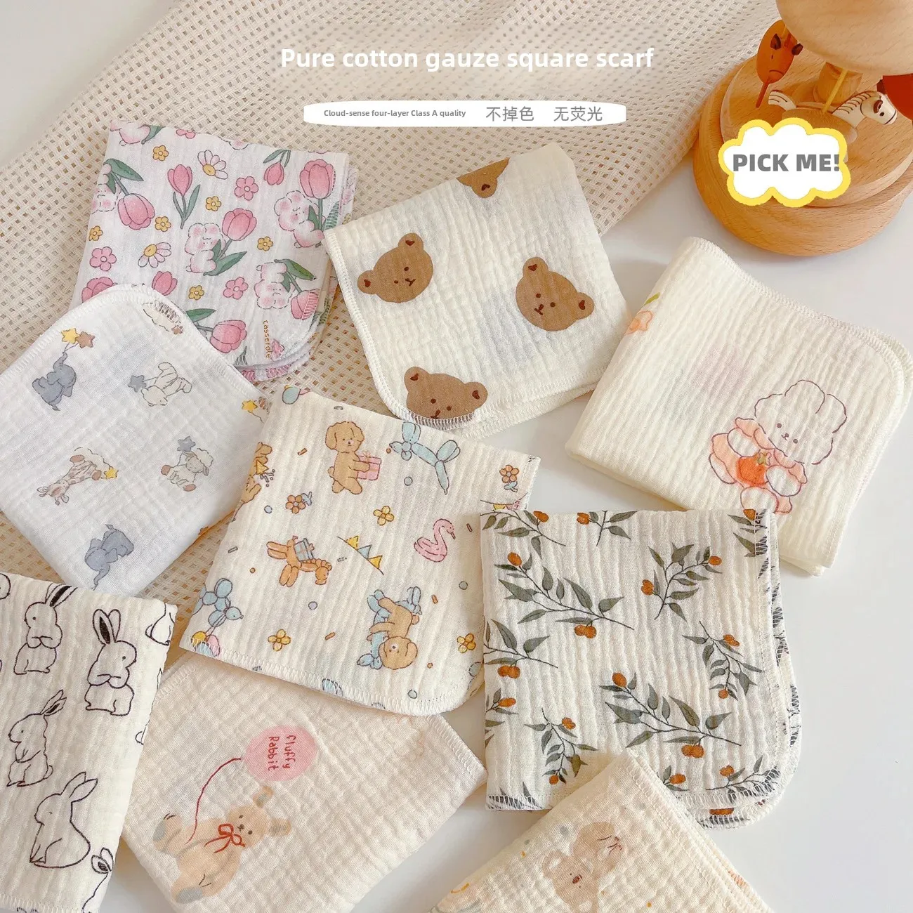 Cotton Gauze Towel Baby Saliva Towel Pure Cotton Gauze Towel Baby Burp Kidsren's Handkerchief Newborn Super Soft Face Wash Small Square