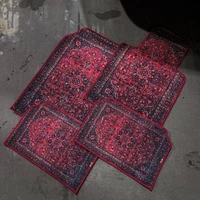 Set of Bohemian Style Floor Mat Universal Size Car Foot Mat American Retro Rugs for Bedroom Home Anti-slip Soft Rug 1