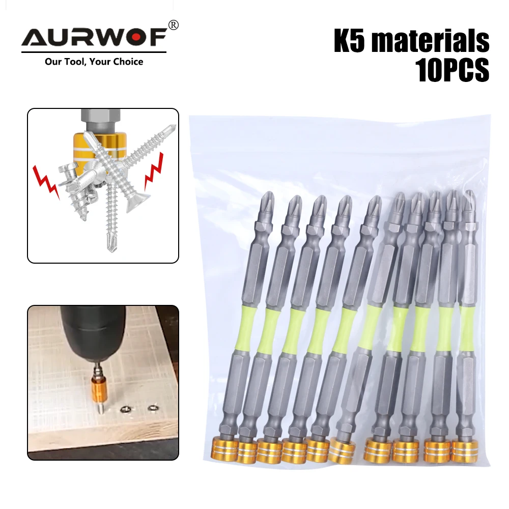 

AURWOF Nunchaku Strong Magnetic Batch Head Cross Electric Magnetic Coil K5 Material PH2 Screwdriver Electric Drill Screwdriver